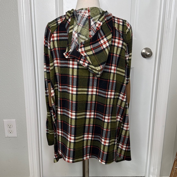 Kori Green and Black Plaid Waterfall Hoodie Cardigan - Picture 4 of 6